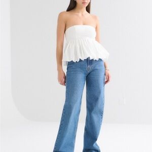 Abercrombie & Fitch Strapless Peplum Top — White